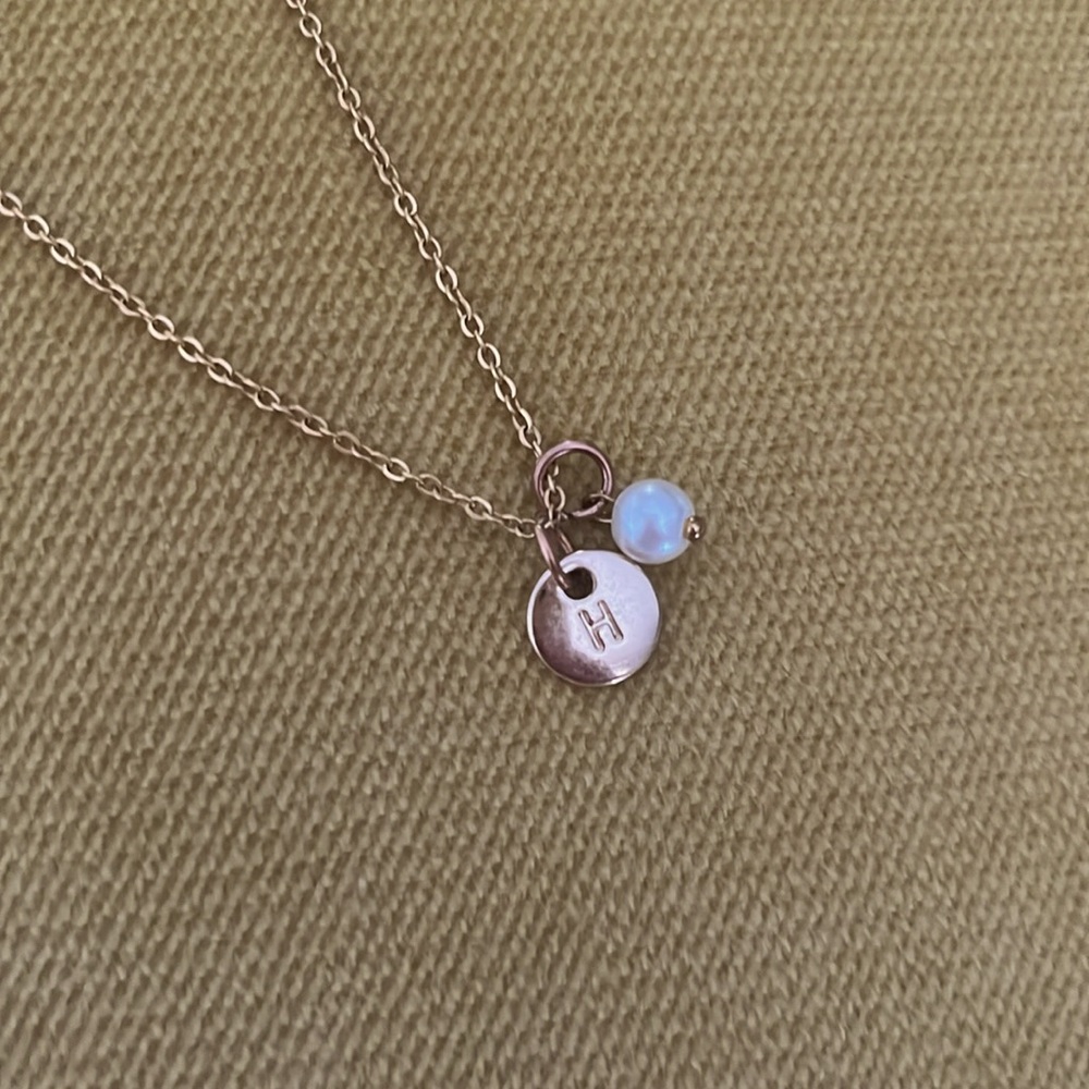 Initial H with Pearl Necklace